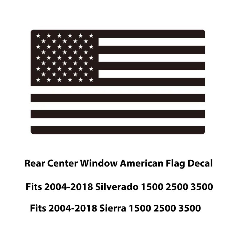 Zxiaochun Rear Middle Window American Flag Decal for Chevy Silverado/GMC Sierra 2004-2016 2017 2018 Back Sliding Center Window Glass USA Flag Vinyl Sticker Exterior Accessories(Matte Black) - Image 2